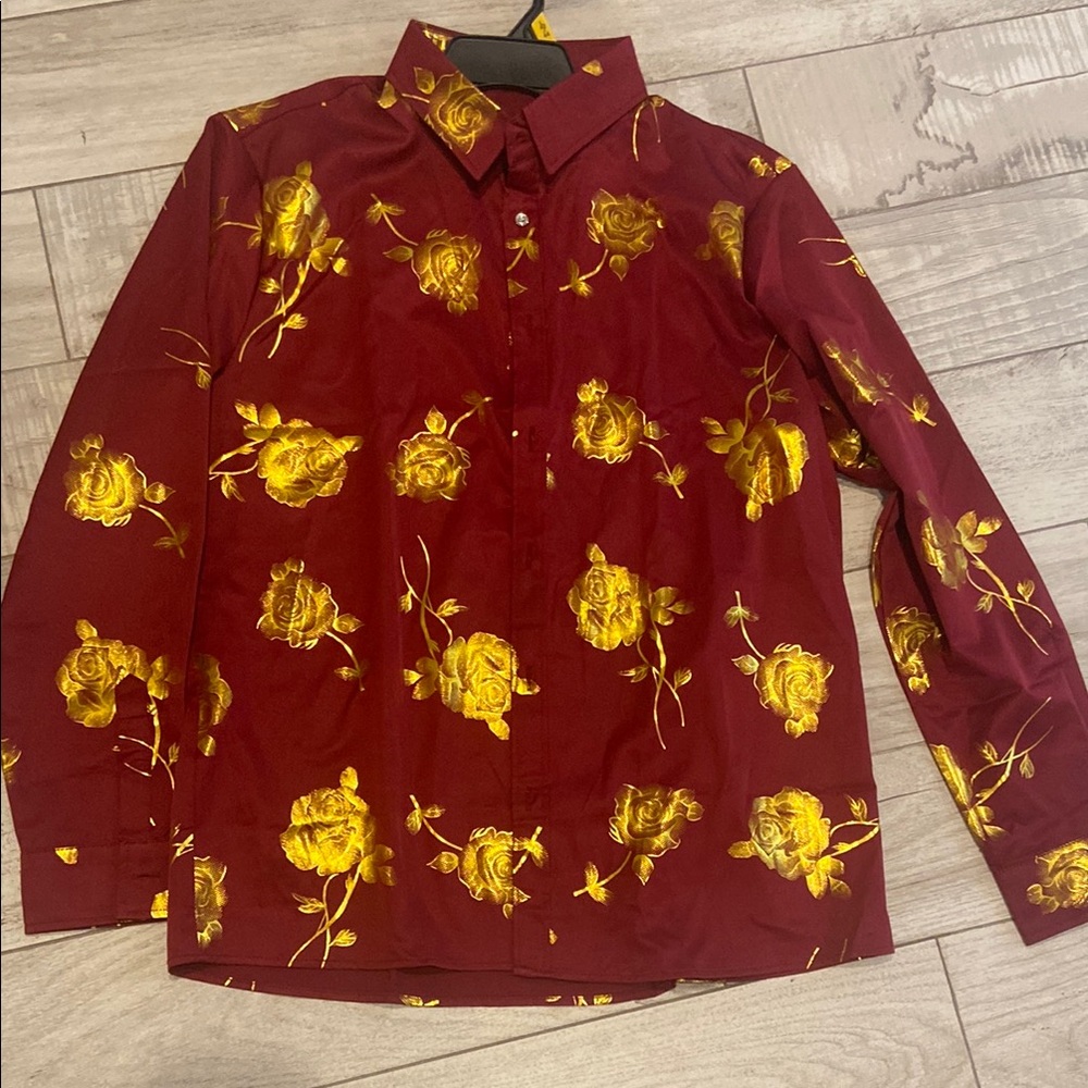 Men's Burgundy Floral Shirt